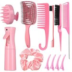 Hairbrush and Comb Set Manufacturer - 12pcs Complete Styling with Spray Bottle Detangling Edge & Rat Tail Combs Scalp Massager