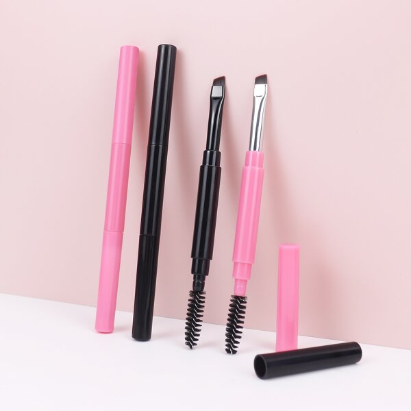 Eyebrow Brush Manufacturer - Portable Double Spiral with Oblique Angle Flat Blade for Applying Eyeliner and Powder