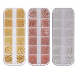 Nail Art Beads Manufacturer - 12 Grids Gold Mixed Size Stainless Steel 3D Caviar Ball Charm