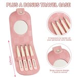 Eyebrows Tweezers Set Manufacturer - Custom Logo 4Pcs Pink Great Precision for Ingrown Hair Splinter Facial Removal