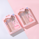 Makeup Brush Set Manufacturer - 6-Pack with Concealer Blush Eyeshadow Eyelash Curler for Powder Puff