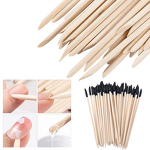 Nail Art Tool Manufacturer - Multi-Functional Double-Headed Solid Orange Wood Stick with Black Sand