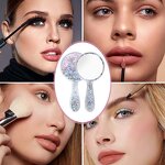 Cosmetic Mirror Manufacturer - Wholesale Square Diamond Rhinestone Bling Star Shaped Handheld Magnifying Double Sided