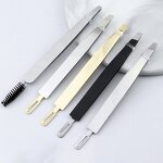 Lash Tweezers Set Manufacturer - New Arrival 2 in 1 Slanted Tip Black & Eyebrow Tweezers with Blackhead Remover
