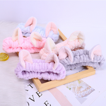 Hair Headband Manufacturer - Fashion Women Wash Face Elastic Fleece Bunny Ears Bow Knot Eco-friendly Bath Makeup SPA