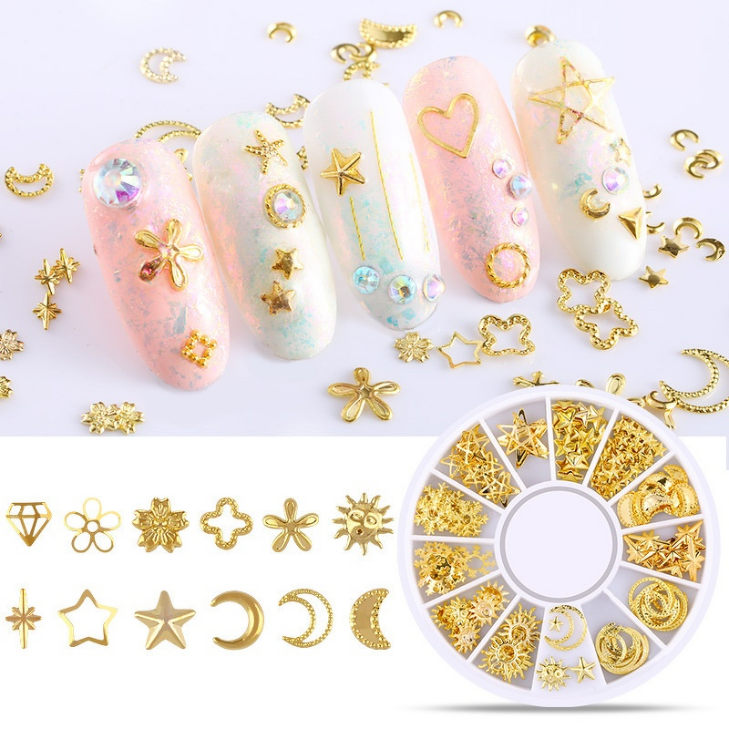 Nail Art Studs Manufacturer - 3D Ocean Gold Charms Sea Metal Alloy Rivets Shell Starfish Hollow