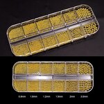 Nail Art Beads Manufacturer - 12 Grids Gold Mixed Size Stainless Steel 3D Caviar Ball Charm