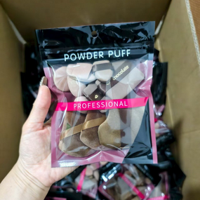 Powder Puff Set Manufacturer - Chocolate 10-piece Velvet Triangle Cushion Puff Mini Wholesale