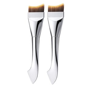 Makeup Brush Manufacturer - Double-head Professional Electroplated Handle Durable Foundation Silver Flat Ultra-Thin