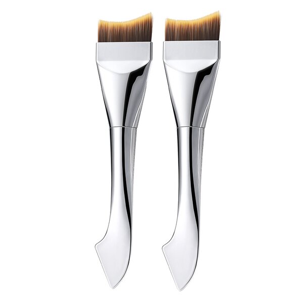 Makeup Brush Manufacturer - Double-head Professional Electroplated Handle Durable Foundation Silver Flat Ultra-Thin