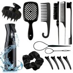 Scalp Massager Set Manufacturer - Beauty Salon Hair Care 12pcs Stainless Steel Detangling Brush with Scrunchies