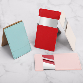 Makeup Mirror Manufacturer - Wholesale High Quality Gift Portable Handle Hold Cosmetic Rectangle Pocket with Pu Bag