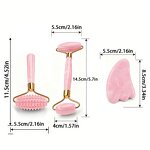 Jade Roller Set Manufacturer - 3Pc Plastic Massager Crystal Heart Gua Sha Board Facial Lifting Tool Faux Rose Quartz