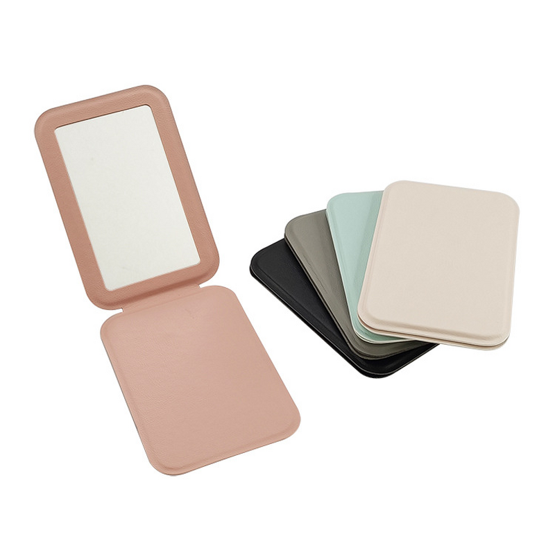 Vanity Mirror Manufacturer - Wholesale Customized Logo Pu Leather Compact Pocket Folding Travel for Women Girls