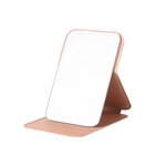 Compact Mirror Manufacturer - Custom Logo Portable Standing Travel PU High Quality Folding White Leather for Makeup