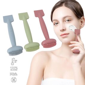 Facial Mask Brush Manufacturer - New 2 in 1 Double-Ended Cleansing Brush Head Silicone Applicator Spatula