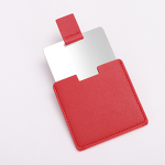 Cosmetic Mirror Manufacturer - Wholesale Pink Square Pu Pocket Embossed Logo Travel Stainless Steel Metal with Leather