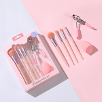 Makeup Brush Set Manufacturer - 6-Pack with Concealer Blush Eyeshadow Eyelash Curler for Powder Puff