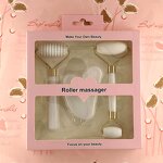 Jade Roller Set Manufacturer - 3Pc Plastic Massager Crystal Heart Gua Sha Board Facial Lifting Tool Faux Rose Quartz