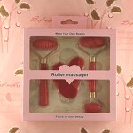 Jade Roller Set Manufacturer - 3Pc Plastic Massager Crystal Heart Gua Sha Board Facial Lifting Tool Faux Rose Quartz