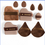 Powder Puff Set Manufacturer - Chocolate 10-piece Velvet Triangle Cushion Puff Mini Wholesale