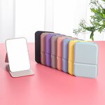Compact Mirror Manufacturer - Custom Logo Portable Standing Travel PU High Quality Folding White Leather for Makeup