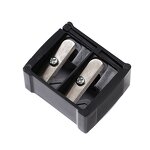 Makeup Sharpener Manufacturer - Dual Hole Blades Eyebrow Lipliner Clear Head Black Custom Logo Cosmetic Pencil