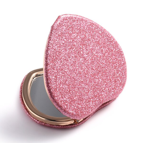 Compact Vanity Mirror Manufacturer - Metal Heart Shape Folding Double Sided Custom Cosmetic Mini Portable Small Hand Mirror