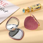 Compact Vanity Mirror Manufacturer - Metal Heart Shape Folding Double Sided Custom Cosmetic Mini Portable Small Hand Mirror