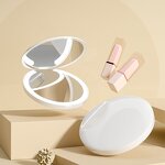 Led Light Cosmetic Mirror Manufacturer - Foldable Smart Touch Screen Rechargeable Portable Travel Mini Custom Round Logo Mirror