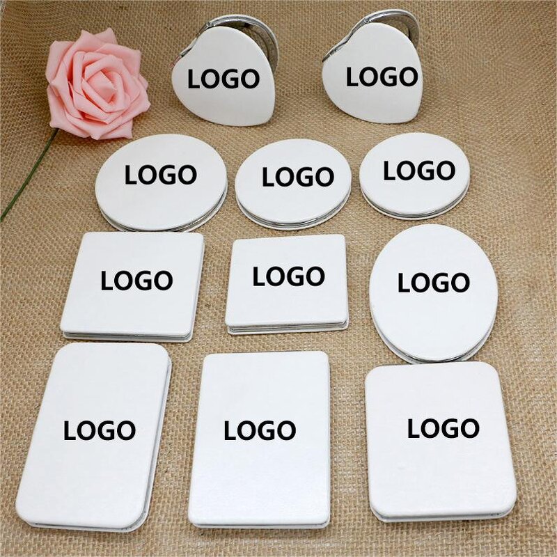 Compact Makeup Mirror Manufacturer - Custom Folding Pu Leather Portable Magnifying Double Sides White Mini Pocket Mirror