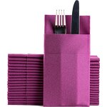 Airlaid Hand Napkins Manufacturer - Disposable Natural Built-in Flatware Pocket 1 Ply Stylish Bag Wedding Dinner Napkin