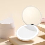 Led Light Cosmetic Mirror Manufacturer - Foldable Smart Touch Screen Rechargeable Portable Travel Mini Custom Round Logo Mirror