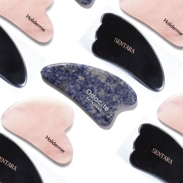 Rose Quartz Gua Sha Manufacturer - Custom logo Masajeador Facial Piedra Face Rose Quartz Massager Facial Gua Sha Tool