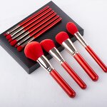 Christmas Makeup Brush Set Manufacturer - 10 Pcs Make up Brushes Kit Red Merry Christmas New Year Portable Brush Set With Gift Box