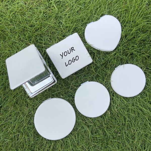 Compact Makeup Mirror Manufacturer - Custom Folding Pu Leather Portable Magnifying Double Sides White Mini Pocket Mirror