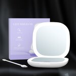 Led Light Makeup Mirror Manufacturer - Custom Logo Compact Pocket Hand Mirror Rechargeable Travel Handheld Mirror