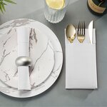 Disposable Dinner Napkins Manufacturer - Eco-friendly 40cm White Linen Feel Wedding Pocket Paper Napkins Custom Logo