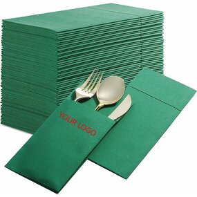 Disposable Dinner Napkins Manufacturer - Eco-friendly 40cm White Linen Feel Wedding Pocket Paper Napkins Custom Logo