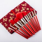 Christmas Makeup Brush Set Manufacturer - 10 Pcs Make up Brushes Kit Red Merry Christmas New Year Portable Brush Set With Gift Box