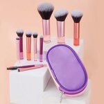 Travel Makeup Brush Kit Manufacturer - Professional 10Pcs Synthetic Hair Foundation Cosmetics Powder Mini Brush Set With Bag