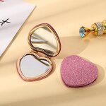 Compact Vanity Mirror Manufacturer - Metal Heart Shape Folding Double Sided Custom Cosmetic Mini Portable Small Hand Mirror