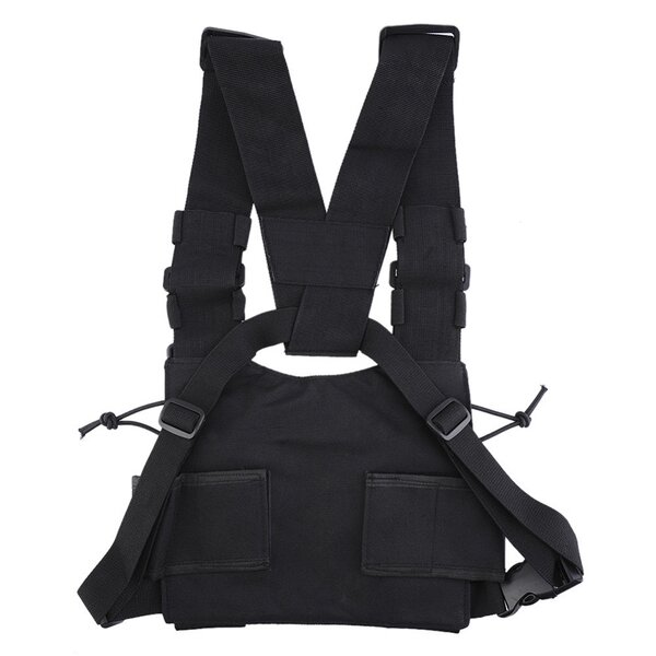 Radio Chest Bag Manufacturer - Nylon Tactical Holster Pouch 3 Pockets Adjustable for Baofeng Wouxun Puxing Walkie Talkie