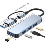 USB 2.0 Hub Manufacturer - Aluminum Alloy 5Gbps 1-to-4 Port Laptop USB Expansion Splitter
