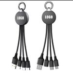 3-In-1 Keychain Cable Manufacturer - Luminous Logo TPE Jacketed Weaved Portable Charging Wire Gift