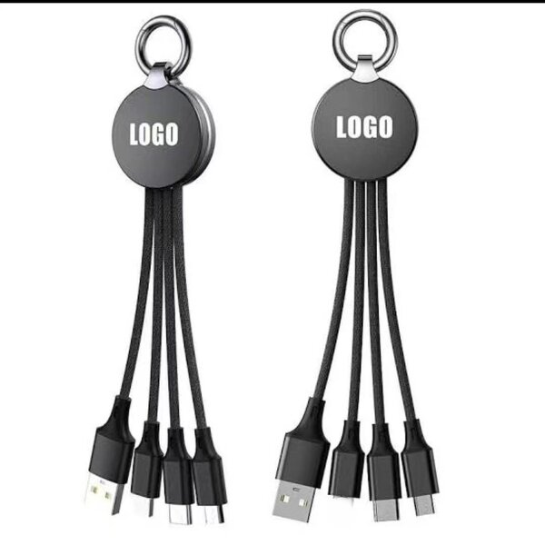 3-In-1 Keychain Cable Manufacturer - Luminous Logo TPE Jacketed Weaved Portable Charging Wire Gift