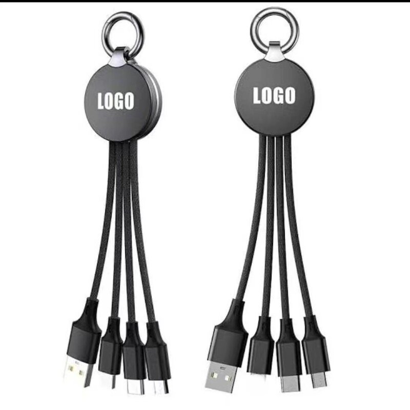 3-In-1 Keychain Cable Manufacturer - Luminous Logo TPE Jacketed Weaved Portable Charging Wire Gift