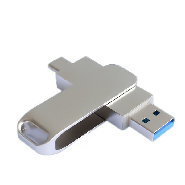 USB Flash Drive Manufacturer - Metal Rotating 16GB USB 2.0-C Mobile Phone Computer Dual-Use Drive