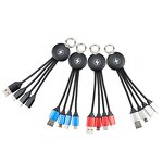 3-In-1 Keychain Cable Manufacturer - LED Logo TPE Jacketed Weaved Portable Charging Wire Gift