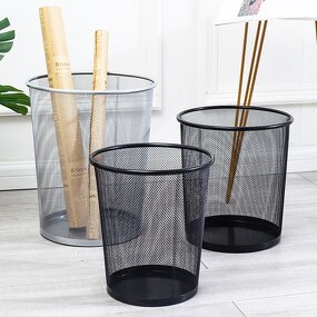 Metal Mesh Trash Can Manufacturer - Household Large Round Bathroom Office Commercial Wastebasket